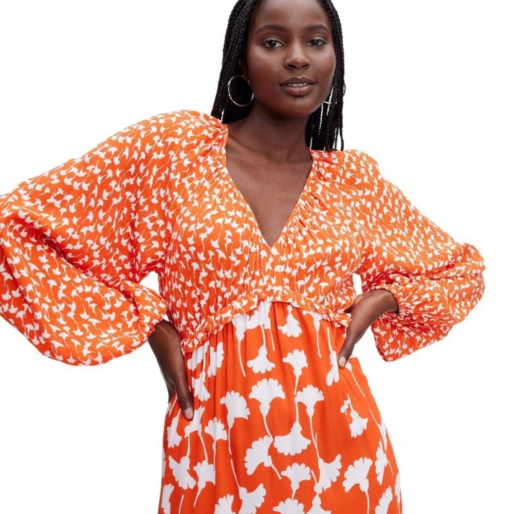 NWT Sold out DVF x Target Women's V-Neck Ginkgo Cherry Tomato Maxi Dress L large